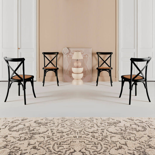 Set di 4 sedie da bistrot vintage in legno, nero