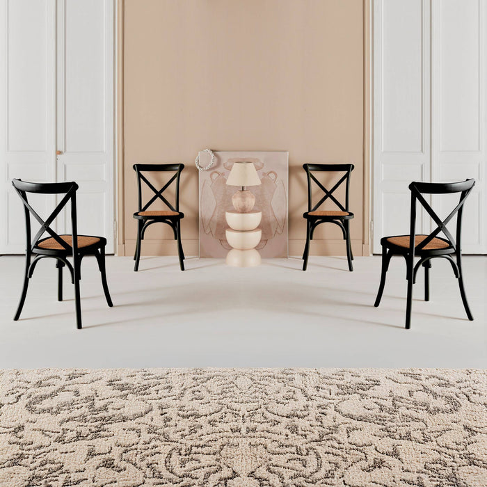 Set di 4 sedie da bistrot vintage in legno, nero