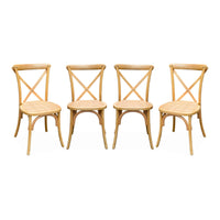 Set di 4 sedie da bistrot vintage in legno, marrone naturale