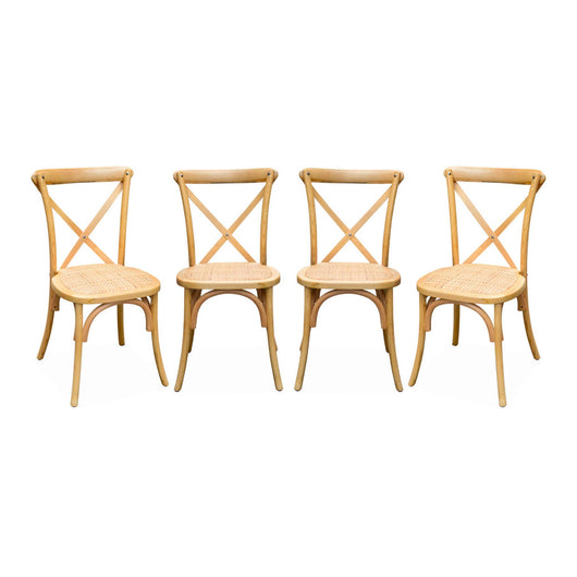 Set di 4 sedie da bistrot vintage in legno, marrone naturale