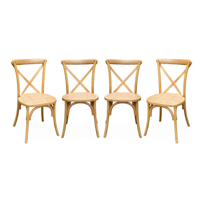 Set di 4 sedie da bistrot vintage in legno, marrone naturale
