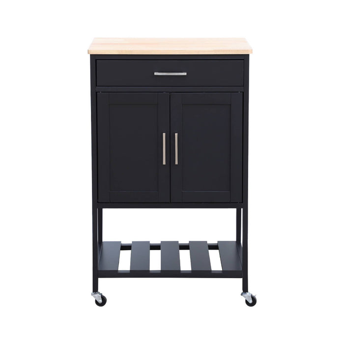 Carrello da cucina in legno di gomma, nero