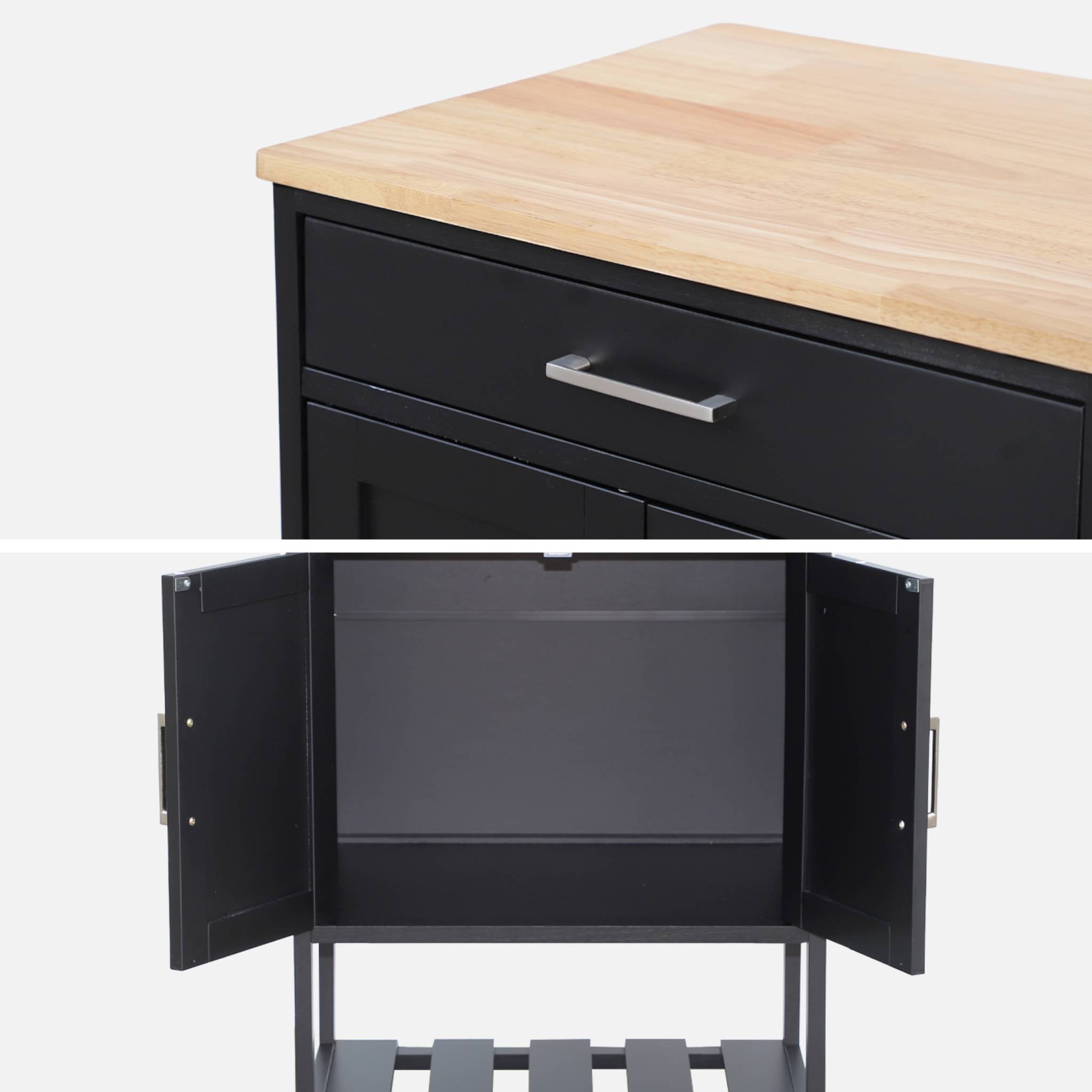 Carrello da cucina in legno di gomma, nero