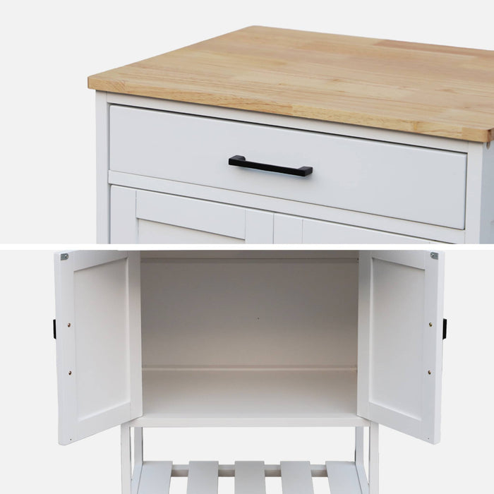 Carrello da cucina in legno di gomma, bianco