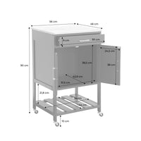 Carrello da cucina in legno di gomma, bianco