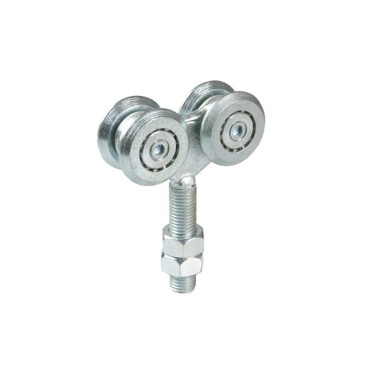 Ibfm art. 331 carrello in acciaio zincato con perno e 4 ruote da 24m per monorotaia 339p