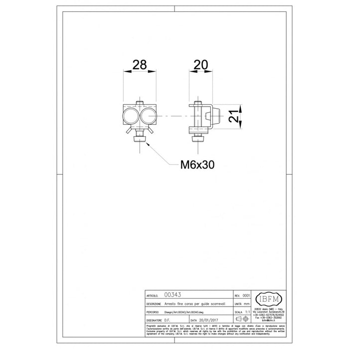 Ibfm art. 343 arresto fine corsa in acciaio zincato per monorotaia 339p