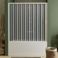 Porta doccia sopravasca in PVC a soffietto 150 cm H 150 mod. Ibisco con apertura laterale