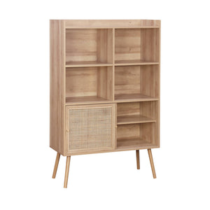 Libreria effetto legno e canna da zucchero a 5 ripiani, marrone