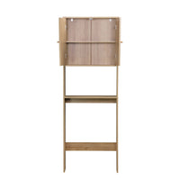 Mensola mobile wc decorato in legno e canna, marrone naturale