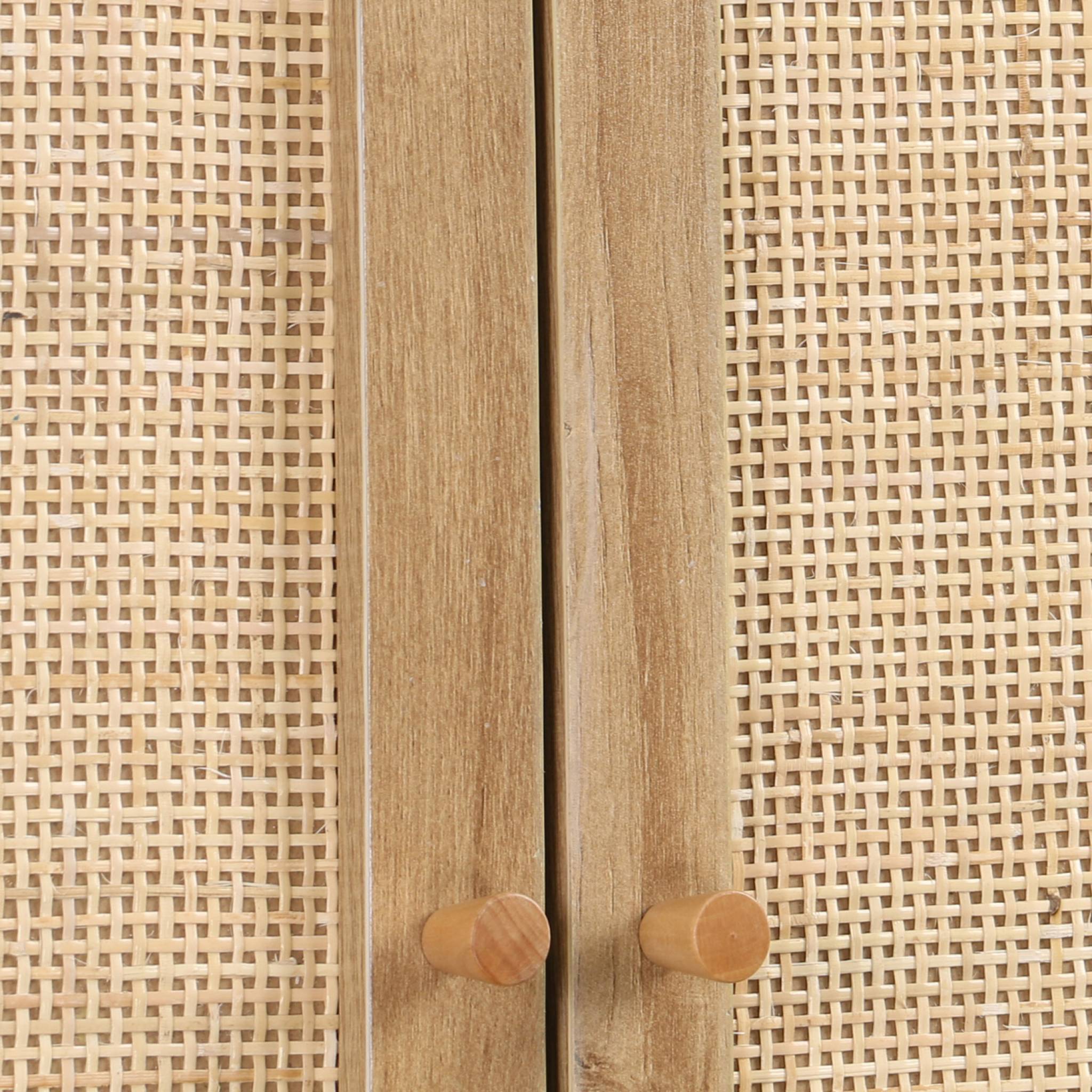 Mensola mobile wc decorato in legno e canna, marrone naturale