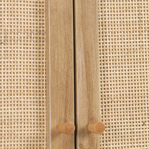 Mensola mobile wc decorato in legno e canna, marrone naturale