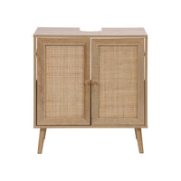 Mobile sotto lavabo decorato in legno e vimini, marrone naturale