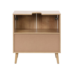 Mobile sotto lavabo decorato in legno e vimini, marrone naturale