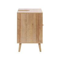 Mobile sotto lavabo decorato in legno e vimini, marrone naturale
