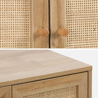 Mobile sotto lavabo decorato in legno e vimini, marrone naturale