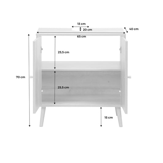 Mobile sotto lavabo decorato in legno e vimini, marrone naturale