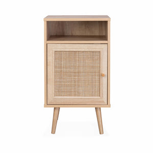 Comodino scandinavo in vimini, marrone naturale