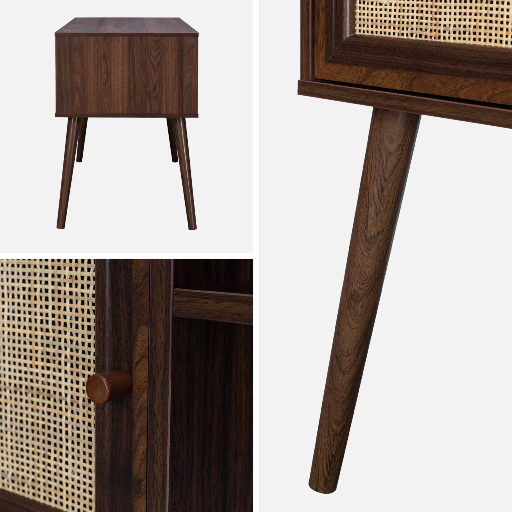 Scrivania in canna a 2 ante, marrone scuro naturale