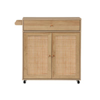 Carrello da cucina decorato in legno con 1 cassetto, 80cm, marrone