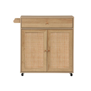 Carrello da cucina decorato in legno con 1 cassetto, 80cm, marrone