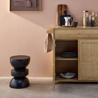 Carrello da cucina decorato in legno con 1 cassetto, 80cm, marrone