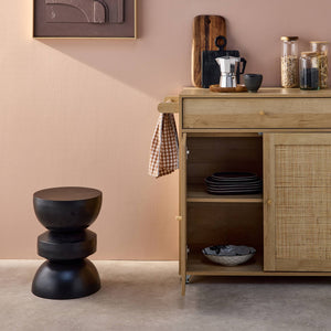 Carrello da cucina decorato in legno con 1 cassetto, 80cm, marrone