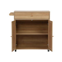 Carrello da cucina decorato in legno con 1 cassetto, 80cm, marrone