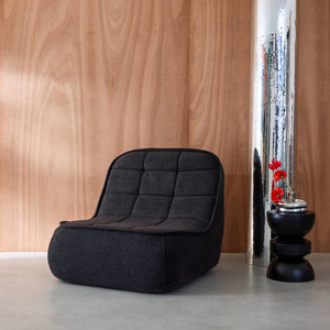 Poltrona senza braccioli bouclé testurizzata, nero