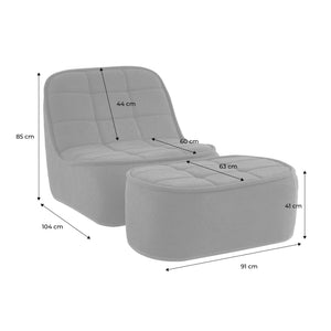 Poltrona con poggiapiedi bouclé testurizzata, beige