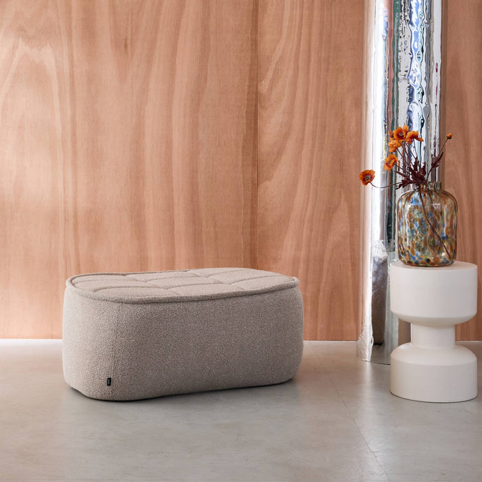 Pouf, poggiapiedi per poltrona boni bouclé texturizzata, beige