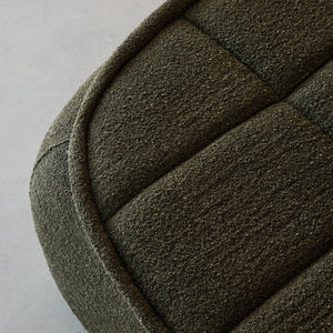 Pouf, poggiapiedi per poltrona boni bouclé texturizzata, verde kaki