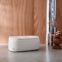 Pouf, poggiapiedi per poltrona boni bouclé texturizzata, bianco sporco