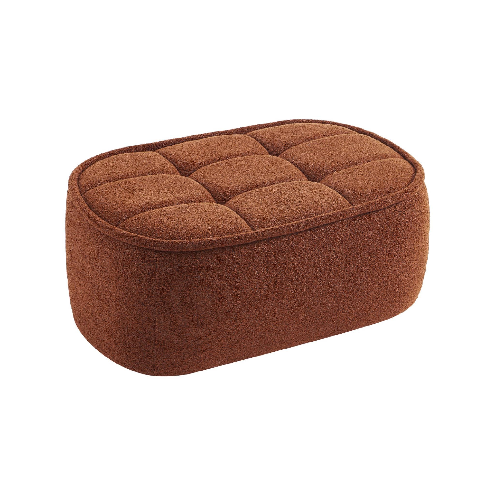 Pouf, poggiapiedi per poltrona boni bouclé texturizzata, terracotta