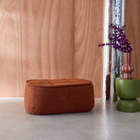 Pouf, poggiapiedi per poltrona boni bouclé texturizzata, terracotta