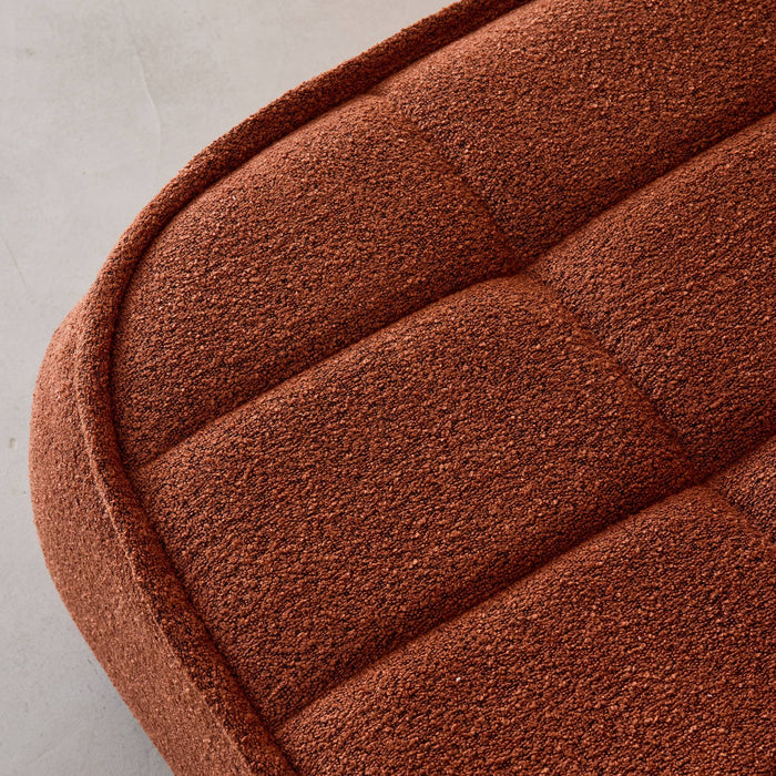 Pouf, poggiapiedi per poltrona boni bouclé texturizzata, terracotta