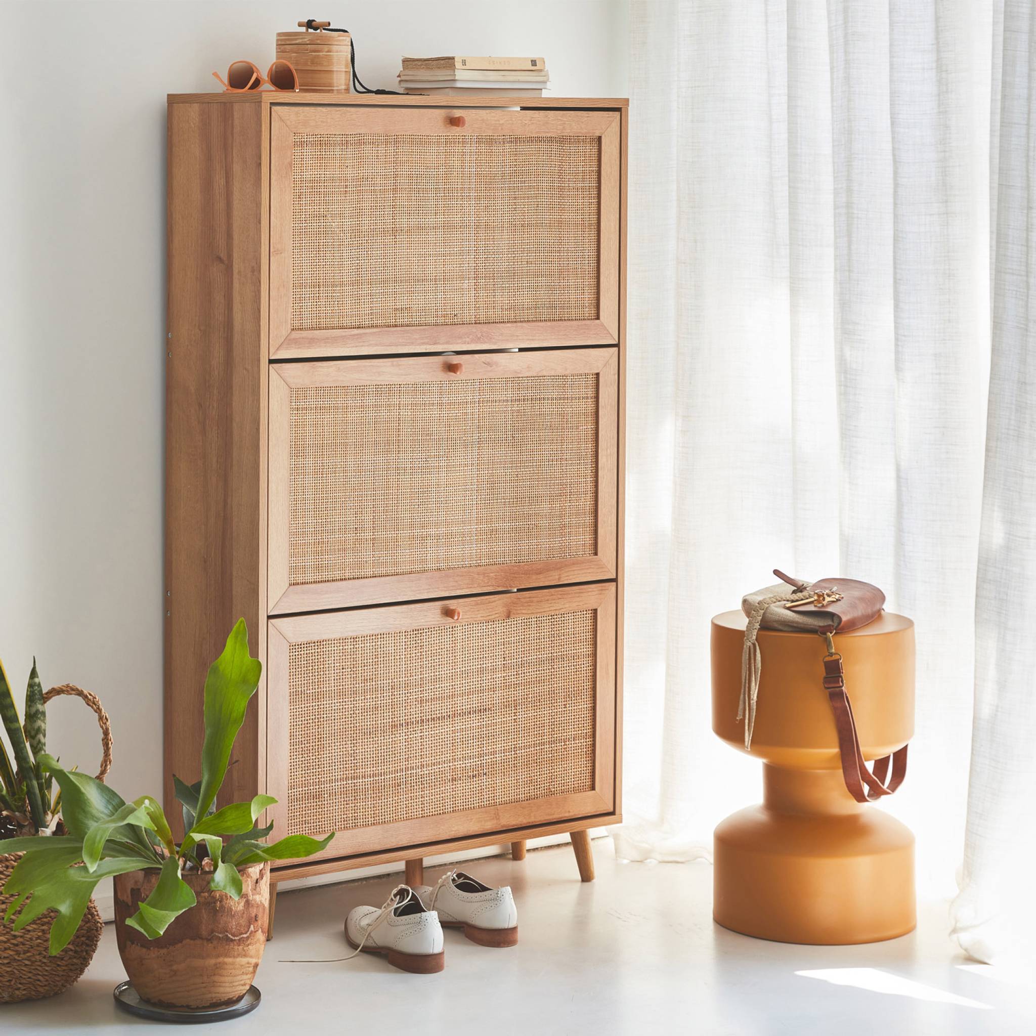 Scarpiera in canna, marrone naturale