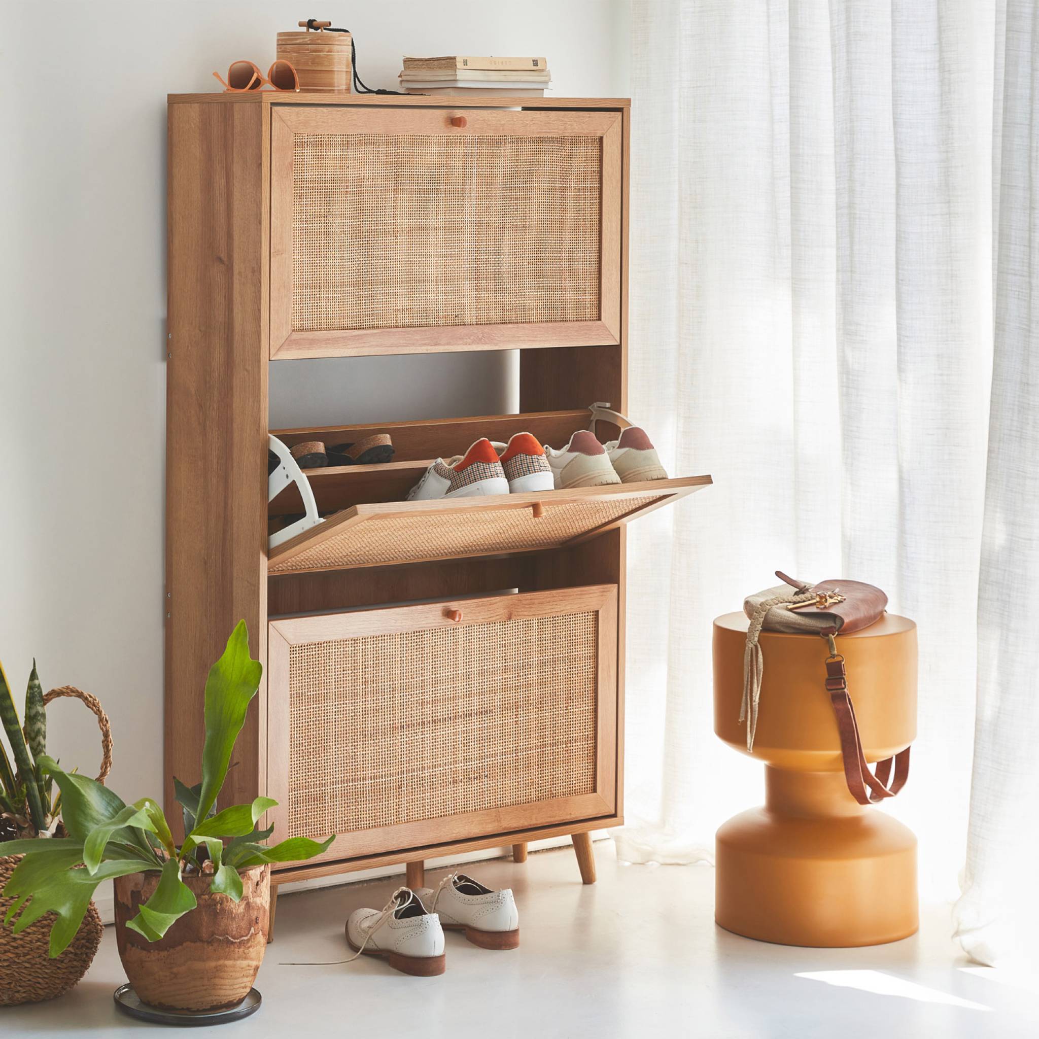 Scarpiera in canna, marrone naturale