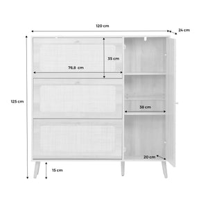 Scarpiera con intreccio 3 cassetti, bianco sporco