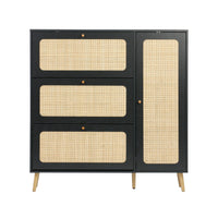 Scarpiera con intreccio 3 cassetti, nero