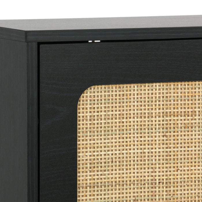 Scarpiera con intreccio 3 cassetti, nero