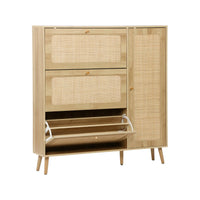 Scarpiera con intreccio 3 cassetti, marrone naturale