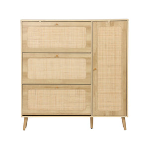 Scarpiera con intreccio 3 cassetti, marrone naturale