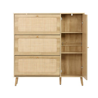 Scarpiera con intreccio 3 cassetti, marrone naturale