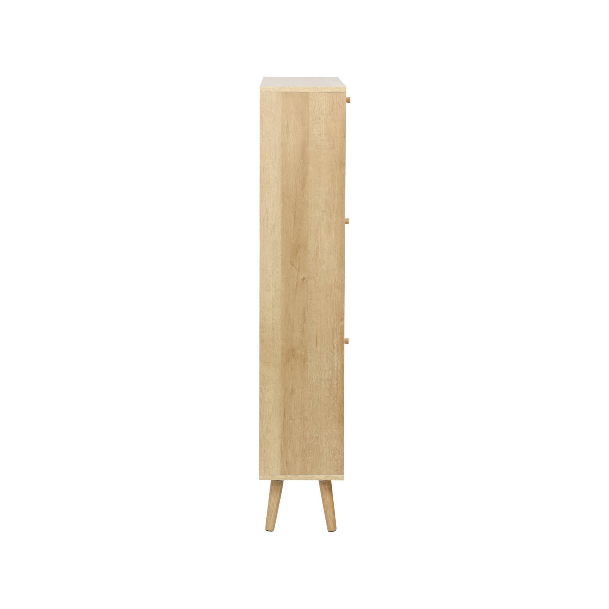 Scarpiera con intreccio 3 cassetti, marrone naturale