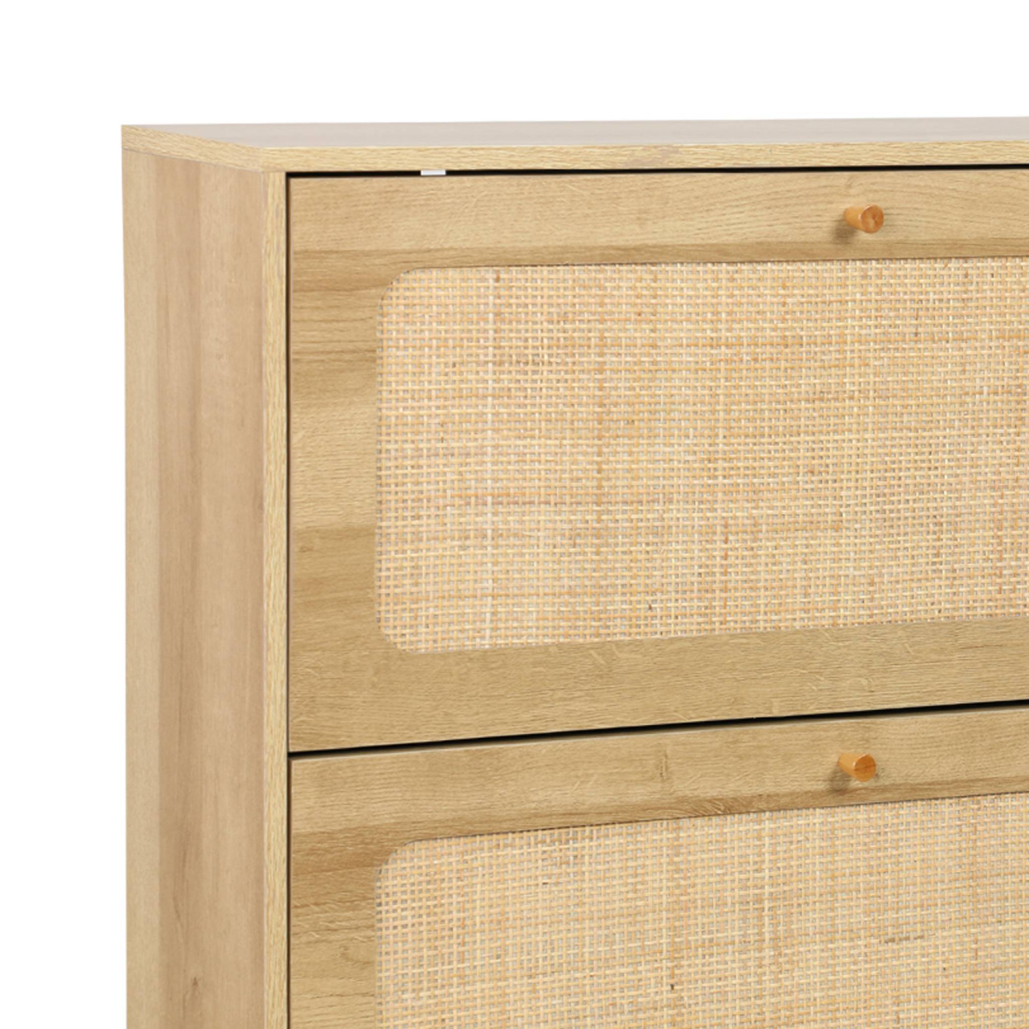 Scarpiera con intreccio 3 cassetti, marrone naturale