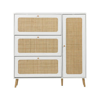 Scarpiera con intreccio 3 cassetti, bianco sporco