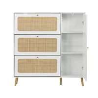 Scarpiera con intreccio 3 cassetti, bianco sporco