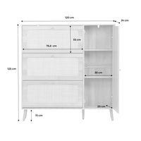 Scarpiera con intreccio 3 cassetti, bianco sporco