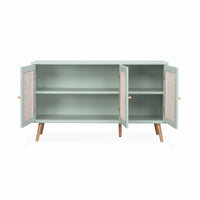 Credenza in cannage 3 porte, 120cm, verde celadon